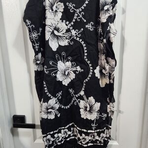 Floral Black and White Women's Dress